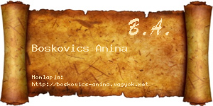 Boskovics Anina névjegykártya
